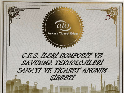 Ankara Chamber of Commerce Awards CES a Certificate of Achievement
