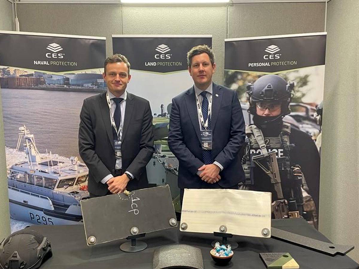 The CES stand with armour samples at the IAV Conference
