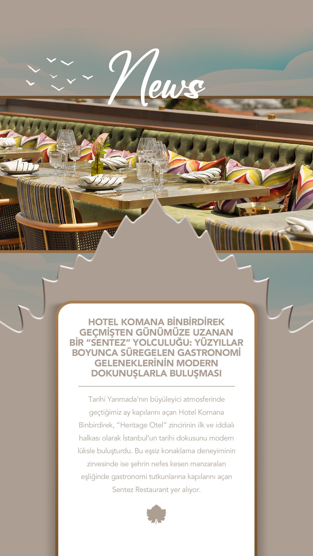 News visual from Food and Travel showing Sentez Restaurant's terrace